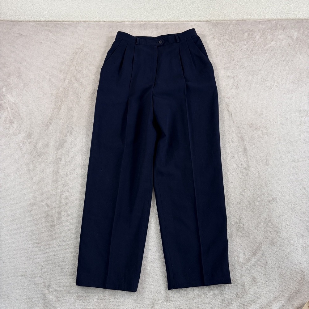 Vintage Lauren Ralph Lauren Pleated Trouser Pants in Navy Wool Women 10 USA Made